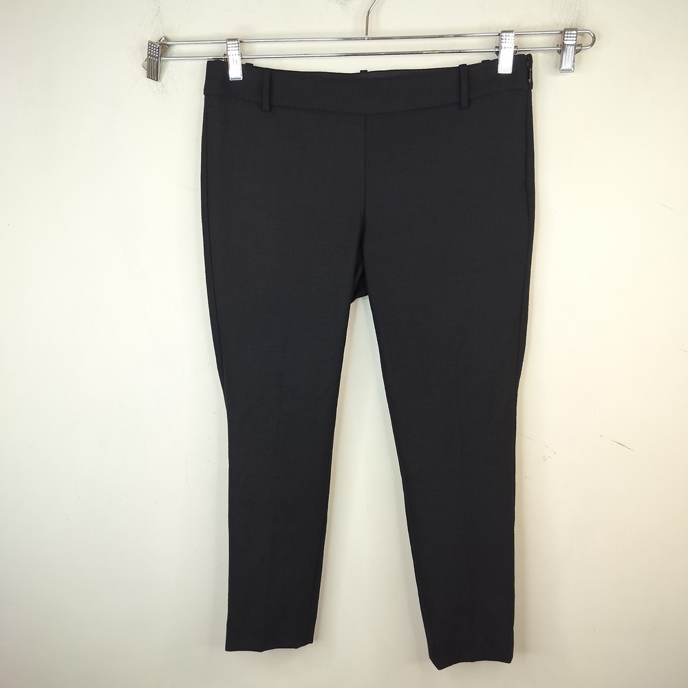 J.Crew Minnie Pants 6 Petite Stretch Wool Side Zip Career Black Ankle Skinny